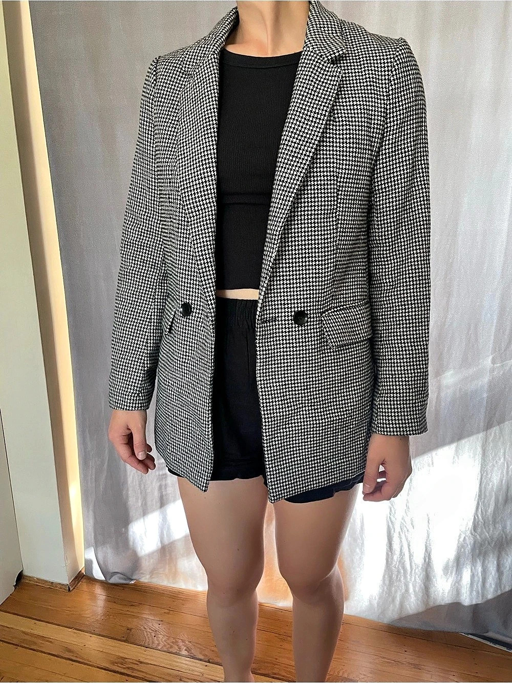Houndstooth Blazer in Black & White Like New